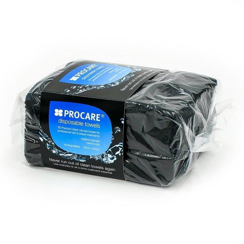 Procare Premium Disposable Black Towels Pack Of 50 40cm X 80cm