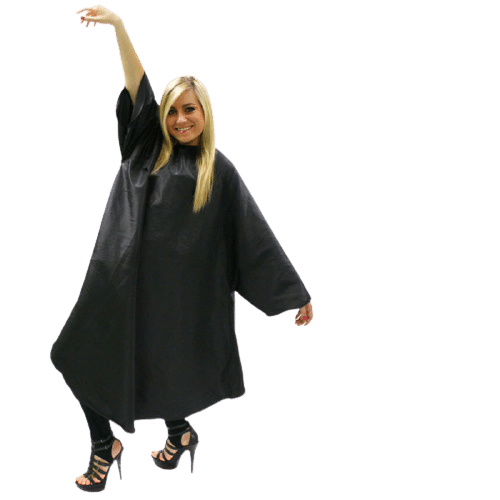Hair Tools Sleeved Gown with Poppers - Black