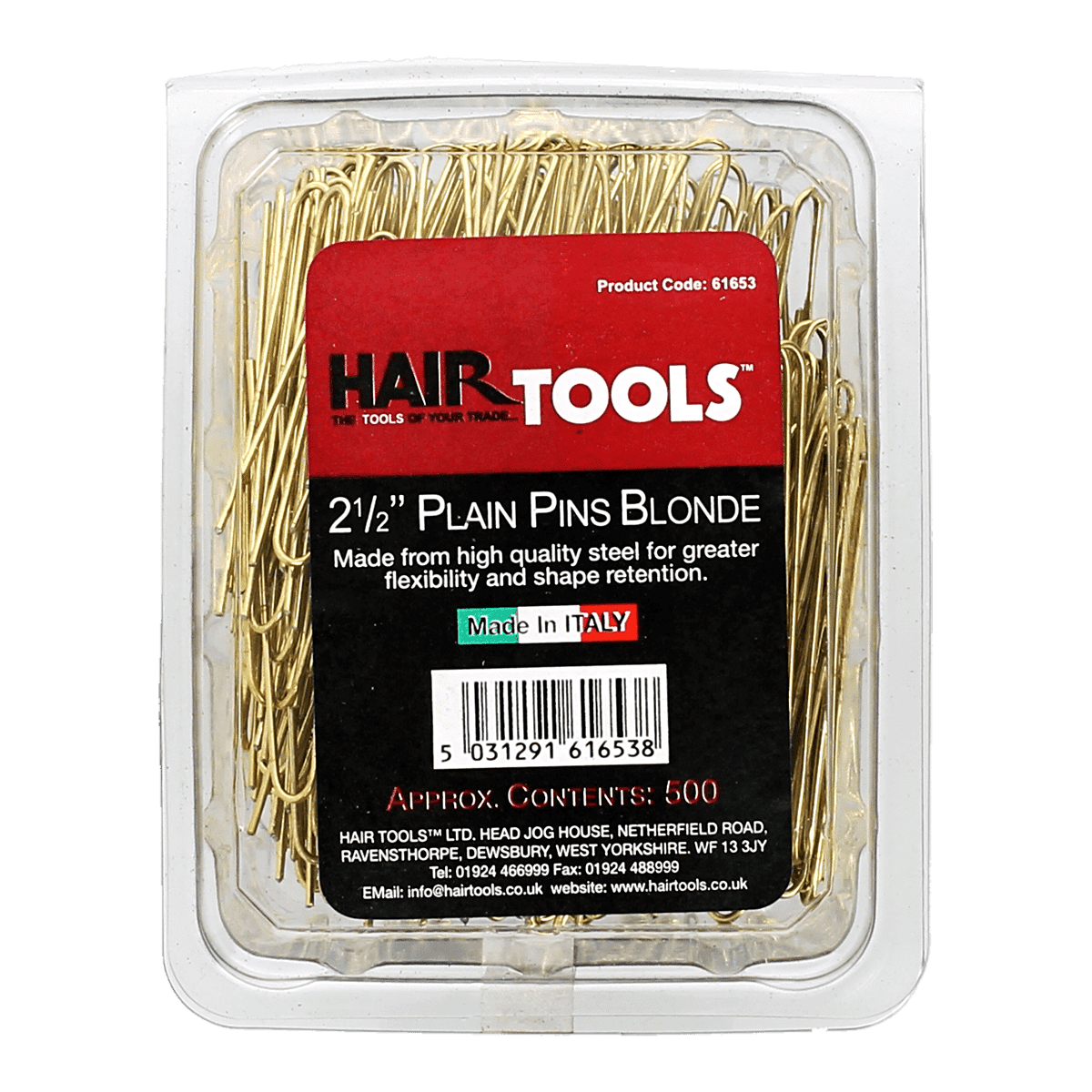 Hair Tools 2.5" Plain Pins Blonde (Box of 500)